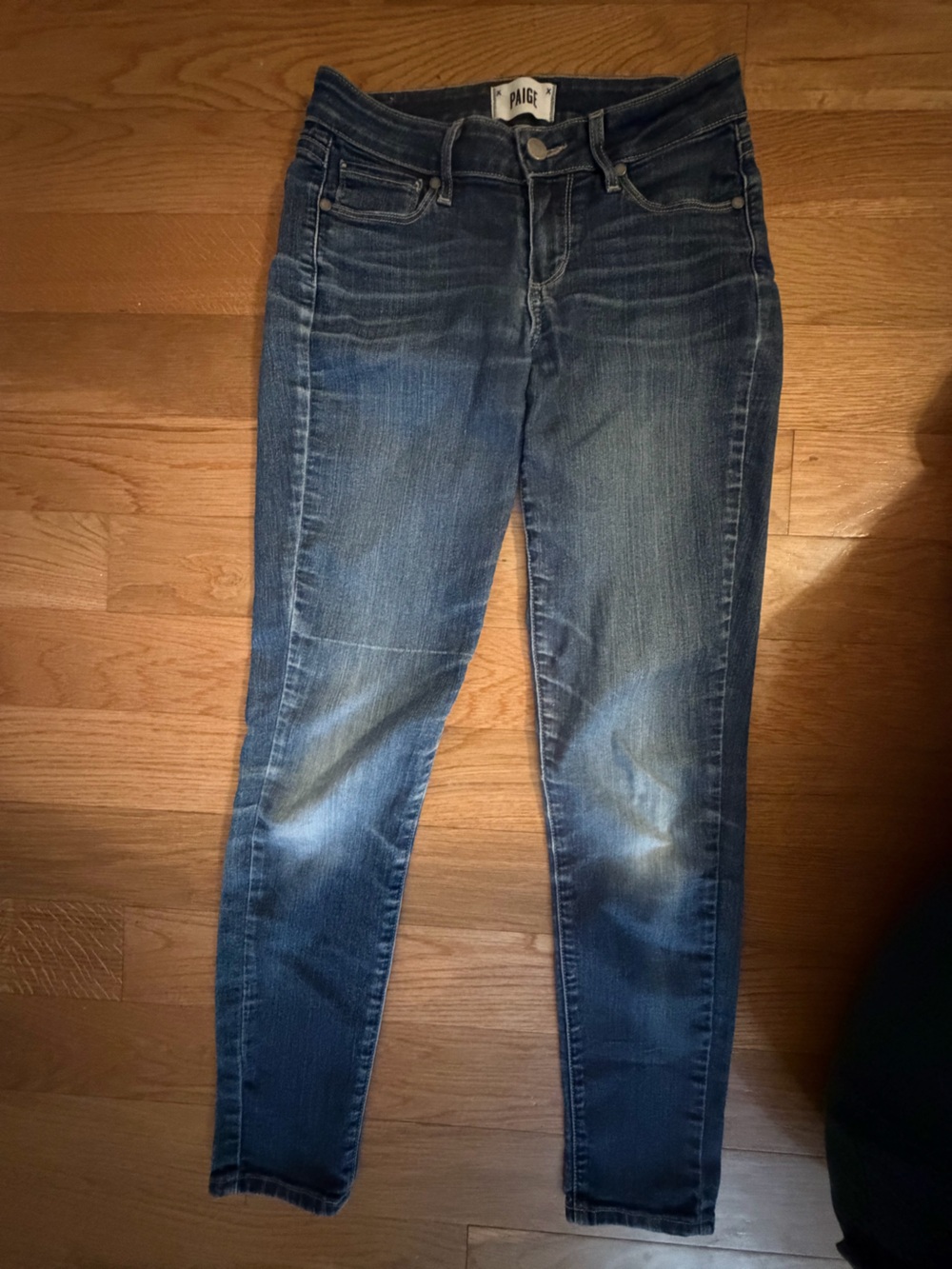 PAIGE Women’s Faded Blue Straight Jeans